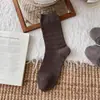 Calcetines grises de doble costura para mujer, hechos de algodón puro, absorben el sudor, resistentes al olor, transpirables, sin costuras, estilo ballet, caídos hasta la mitad de la pantorrilla, calcetines sencillos para mujer
