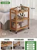 Carro Móvil para Salón de Belleza Estante de Almacenamiento Multifuncional de Madera Maciza Carrito de Herramientas Empujado a Mano para Barbería Mesa de Esquina