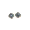 Exquisitos Pendientes de Flor de Cuatro Hojas con Circonita, Lujo Accesible, Gama Alta, Pendientes Elegantes y Elegantes para Mujer, Agujas de Plata, Pequeños Pendientes Brillantes