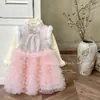 Vestido de Año Nuevo para Niña Estilo Chino, Traje Tang Rosa Vestido de Cumpleaños, Vestido de Pastel, Vestido de Princesa Forrado de Felpa