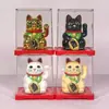 Gato de la Suerte de 2 pulgadas Alimentado por Energía Solar Auto-Moviendo Decoración Artesanal para Coche/Mostrador de Tienda Atracción de Riqueza Traer Fortuna Apertura de la Suerte Feng Shui