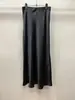 Ácido Acético Color Dorado Satín Moda Retro Elegante Versátil Falda Ajustada Falda Larga Negra para Mujer con Cintura Suelta