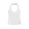 Ins Sexy Roupa Externa Regata Sem Mangas com Gola Halter Feminina Design de Verão Sexy Slim Suspender Top Curto