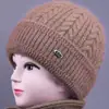 Nuevos Sombreros de Invierno para Mujeres de Mediana Edad y Mayores, Sombrero de Lana Cálido con Felpa para Abuela Señora Mayor, Sombrero de Punto Anti-Frío para Mamá