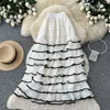 Falda de pastel estilo francés para mujer, de cintura alta, con volantes, en capas, falda de línea A con un diseño adelgazante, falda de hadas para verano