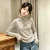 Otoño/Invierno 2026 Terciopelo Alemán para Niñas Cuello Semi Alto Camiseta Base de Manga Larga Rayada Cálida Doble Cara Cepillada Moderna