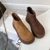 Botas de moda con plataforma 2026 de invierno modernas nuevas botines Chelsea retro para mujeres menudas con forro de felpa