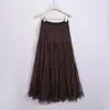 Falda de Malla Patchwork Versátil de Color Sólido Simple y Elegante Feiyuan para Mujer Otoño Invierno Nuevo Estilo Falda Elegante con Dobladillo Ancho