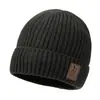Gorro de Invierno para Hombre, Gorro de Lana Tejido Grueso Cálido para Jóvenes, Gorro de Algodón de Estilo Coreano Moderno con Forro de Felpa, Gorro de Punto a Prueba de Frío