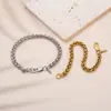 Pulsera Hip-hop Transfronteriza Europea y Americana con Cierre Japonés Encriptado, Cadena Cubana de Oro de 18K para Hombre, Collar de Acero Inoxidable, Joyería de Acero de Titanio