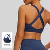 Nuevo Estilo Sujetador de Yoga de Nylon con Sensación de Segunda Piel y Almohadillas en el Pecho, Camiseta sin Mangas Transpirable con Espalda Cruzada para Correr y Yoga