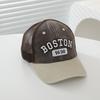 Chapéu de Comércio Exterior Boné de Beisebol Infantil Combinação de Cores Chapéu de Malha Respirável de Verão Boné com Aba Boston Chapéu de Proteção Solar de Verão