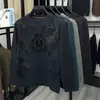 Sudadera de Seda de Morera de Alta Calidad con Cuello Redondo y Mangas Largas para Hombre Nueva Camiseta Casual de Lana para Otoño para Hombre