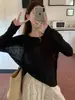 Camisa de Proteção Solar Colorida com Gola Redonda, Emagrecedora, Versátil, Moderna, Cor Sólida, Casual, Caimento Solto, Manga Longa para Ar Condicionado, Camiseta Fina para Mulheres