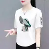 Camisetas de manga corta de marca para mujer, con excedente de comercio exterior transfronterizo, corte holgado, talla grande, adecuadas para madres de mediana edad