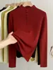 Suéter de Punto para Mujer Andy de Tela de Terciopelo con Cuello Alto Medio Capa Base 2026 Otoño e Invierno Nuevo Estilo Coreano Ajustado Ropa Interior