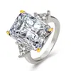 Chapeamento Anel de Diamante Retangular de Cor Dupla Anel de Diamante de Alto Carbono Açúcar de Cristal Retangular 10g Grande Diamante Puxando Pó Diamante Diamante Amarelo Diamante de Simulação