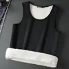Chaleco de Lana de Cordero con Forro Polar para Hombre, Chaleco Camiseta sin Mangas Ajustado para Otoño e Invierno, Chaleco Capa Base para Ropa Interior, Engrosado para Invierno