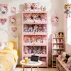 Vitrina de Cristal Rosa para Guardar y Exhibir Artículos, Vitrina a Prueba de Polvo, Armario de Almacenamiento, Vitrina para Figuras