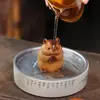 Mascota de té de arcilla púrpura Yixing, adorno de hámster, hecho a mano con acabado esponjoso, linda y adorable decoración de capibara para escritorio, juego de té