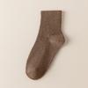 Versátil~ Meias Brancas Listradas Finas de Cano Longo para Mulheres, Estilo Ins de Algodão, Versão Coreana para Outono e Inverno, Meias Cinza Sólido de Cano Médio, Absorventes de Suor