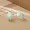 Pendientes de Media Luna con Arena Movediza y Gota de Aceite Estilo Dulce Cremoso Moda Simple Sensación de Alta Gama Pendientes Frescos de Color Macarrón