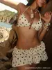 Traje de baño para mujer estilo coreano para comercio exterior, Bikini de dos piezas de lunares de alta gama, Sexy y puro, Adecuado para aguas termales, Traje de baño para busto pequeño