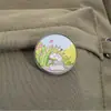 Broche Creativo de Gato Sanador, Pin de Diseño de Flor de Jardín de Dibujos Animados, Insignia Versátil para Mochilas y Chaquetas
