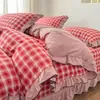 2026 Nuevo Estilo Hilo Teñido Algodón Puro Algodón Lavado Relleno de Algodón Lavado a Alta Temperatura Cubre Cama Juego de Cuatro Piezas