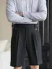 Shorts casuales de cintura alta para hombre para el verano, pantalones casuales de pierna recta no planchables para negocios, pantalones de traje de longitud media estilo Nápoles