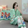 Kimono Nuevo Estilo al por Mayor Labubu Conjunto de Tres Piezas Pijamas Populares para Mujer Verano Comercio Exterior Transfronterizo Sudeste Asiático Ropa de Casa