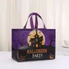 Nueva Bolsa de Tela No Tejida para Halloween, Bolsa de Tote Creativa con Estampado de Calabaza de Halloween, Divertida Bolsa de Regalo Navideña de Dibujos Animados