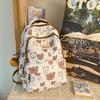 Estilo Japonés Estilo Fresco Graffiti Distintivo Mochila Escolar de Secundaria Mochila Grande de Capacidad Casual con Estampado de Oso Fresa para Mujer