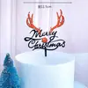Cor de Natal Acrílico Cartão de Bolo Fábrica Direta Chifres de Papai Noel Decoração de Bolo Sobremesa de Panificação