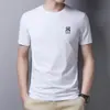 Camiseta de Cuello Redondo para Hombre Verano 2023 Hombres de Mediana Edad y Jóvenes Color Sólido Bordada Informal Camiseta Informal Ropa de Abrigo Superior para Hombre