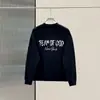 Sudadera con cuello redondo para hombre, estilo caligrafía suelta de alta costura, línea múltiple, edición limitada de Nueva York, forro polar tipo niebla