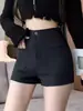 Pantalones Cortos de Traje Negros para Mujer Otoño e Invierno 2023 Nuevos Sexy Chicas Calientes Cintura Alta Envolvente de Cadera Pantalones de Abrigo Pierna Ancha Pantalones de Bota