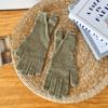 24 Luvas Quentes de Inverno para Mulheres Novas Lã Outono e Inverno Cinco Dedos Tricotadas Cor Sólida à Prova de Frio Tela Sensível ao Toque Caxemira Ciclismo Acolchoadas