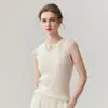 Camisole de Malha 100% Caxemira Kang Sai Ni para Mulheres Decote V Ajuste Slim Costela Vertical Valoriza Camisa Interna Camisa de Camada