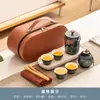 Juego de té de viaje para exteriores portátil para camping equipo para beber té taza rápida de cerámica tetera kung fu para oficina