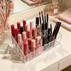 Organizador transparente de 24 compartimentos para labiales, esmaltes de uñas, lápices de cejas, soporte de exhibición, caja de almacenamiento de plástico para cosméticos de maquillaje, organizador de labiales multicapa