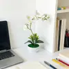 Maceta Nueva con Forma de Nube con 7 Orquídeas Mariposa Artificiales, Tacto Realista, Flores Artificiales, Decoración de Escritorio, Adorno de Bonsái de Planta Verde