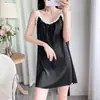 Conjunto sexy de dos piezas para dormir con tiras ajustables en la espalda, con bata tipo cárdigan holgada para mujer y pijama para estar en casa