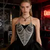 Sujetador de cadena de metal multicapa transfronterizo europeo y americano, chaleco personalizado, cadena para el cuerpo, accesorios de ropa