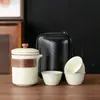 Juego de Té de Viaje Almacenamiento Portátil Taza Rápida Estilo Camping al Aire Libre en Coche Tetera Conejo de Jade Regalo del Festival del Medio Otoño