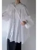 Camisa blanca holgada y de estilo perezoso para mujer, con mangas largas, sensación de diseñador, cuello mao, botones de un solo pecho, top con temperamento artístico