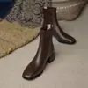 2026 Inverno Novo Estilo Europeu e Americano Com Pelúcia Quente Tamanho Grande Botas Femininas Salto Grosso Bico Quadrado Couro Macio Emagrecimento Temperamento Moda Calçados