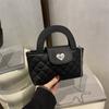 Bolsa Estilo Chanel Feminina 2025 Nova Moda Diamante Xadrez Bolsa de Corrente Texturizada Nicho Ombro Transversal Bolsa Quadrada