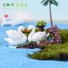Decoración de resina para micropaisaje de musgo Juego de tres piezas de animales cerdo conejo Cisne Escena de primavera, verano, otoño e invierno Accesorios de animales