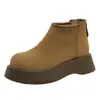 Botas Martin de Suela Gruesa Estilo Británico para Mujer 2025 Invierno Nuevo Estilo Punta Ancha Plataforma Forradas de Borrego Botines Chelsea Cortos